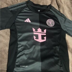 adidas Black & Pink Kids Soccer Jersey with Crest
